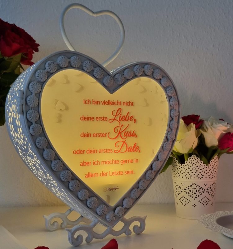 Herzlaterne mit Liebesspruch als Geschenk zum Valentinstag
