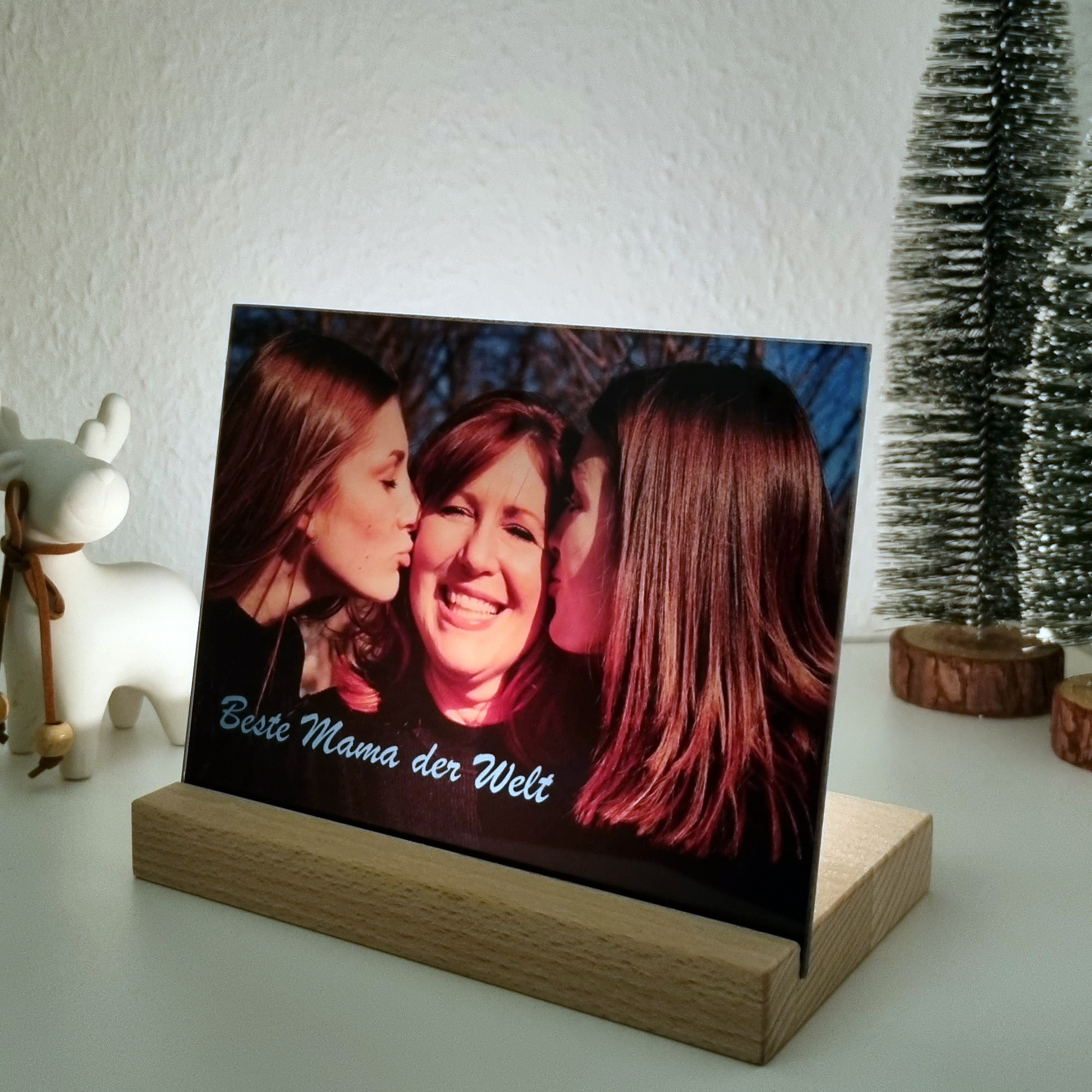 Fotoglas mit Teelichthalter Geschenk Mama