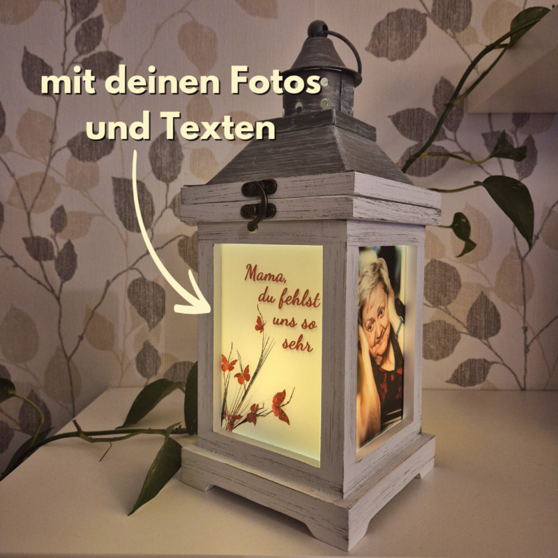 Erinnerungslaterne Mama Holz Laterne mit Foto